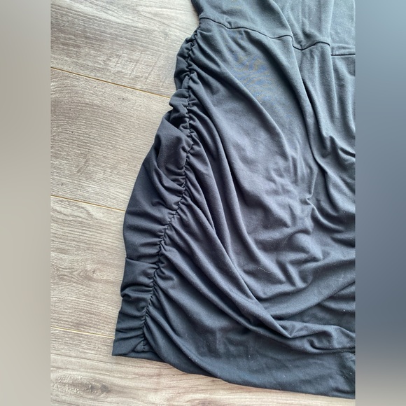 Athleta black racerback tank mini - midi ruched dress - soft, comfy - Picture 5 of 9